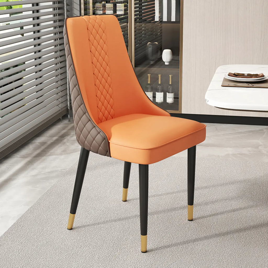 Faux Leather Dining Chair with High Back Sloped Arm
