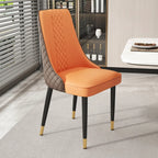 Faux Leather Dining Chair with High Back Sloped Arm