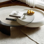 Scandinavian Swivel Glass Storage Coffee Table with Casters