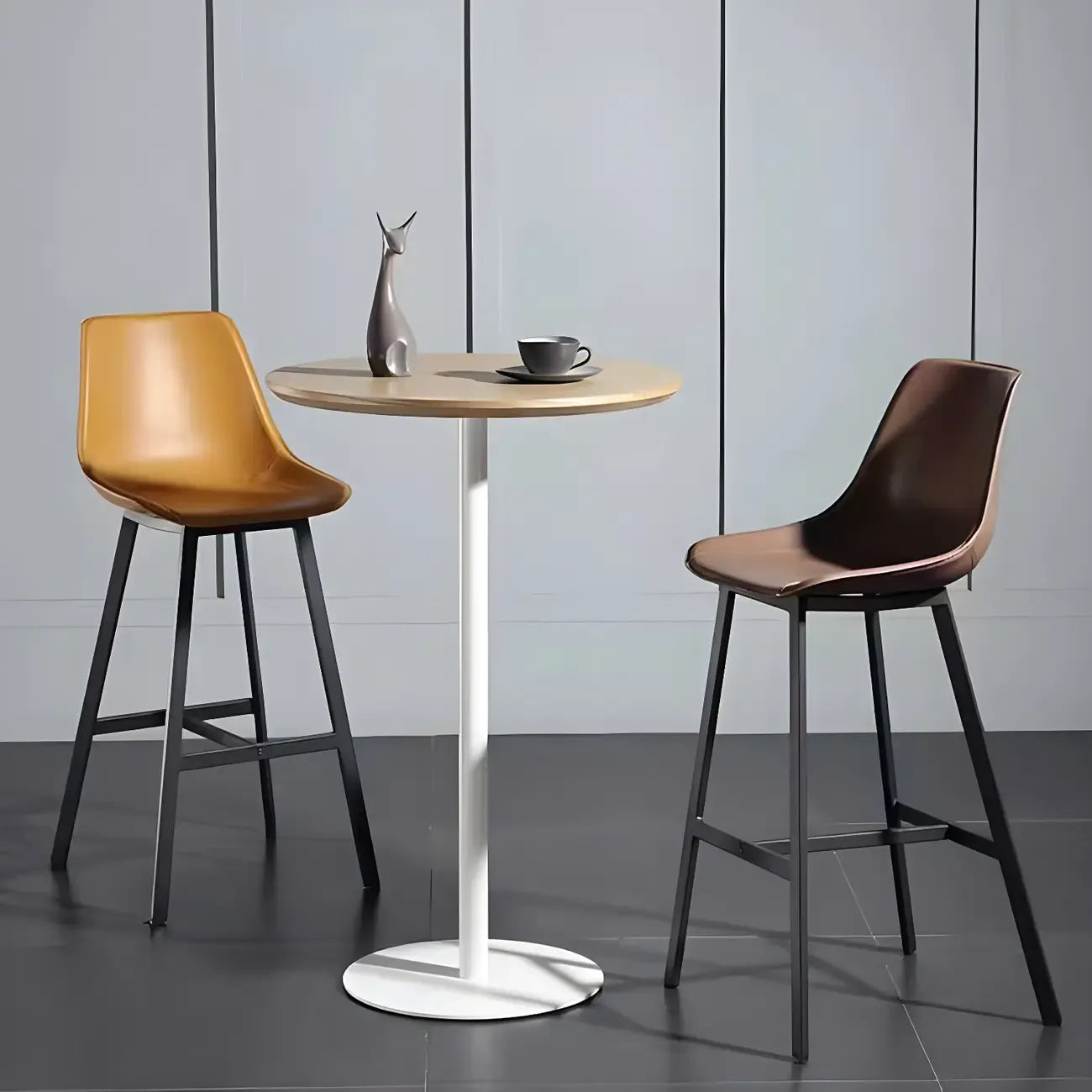 Contemporary Wooden Top Round Bar Table for Dining