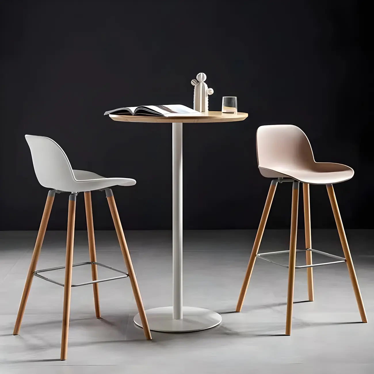 Contemporary Wooden Top Round Bar Table for Dining