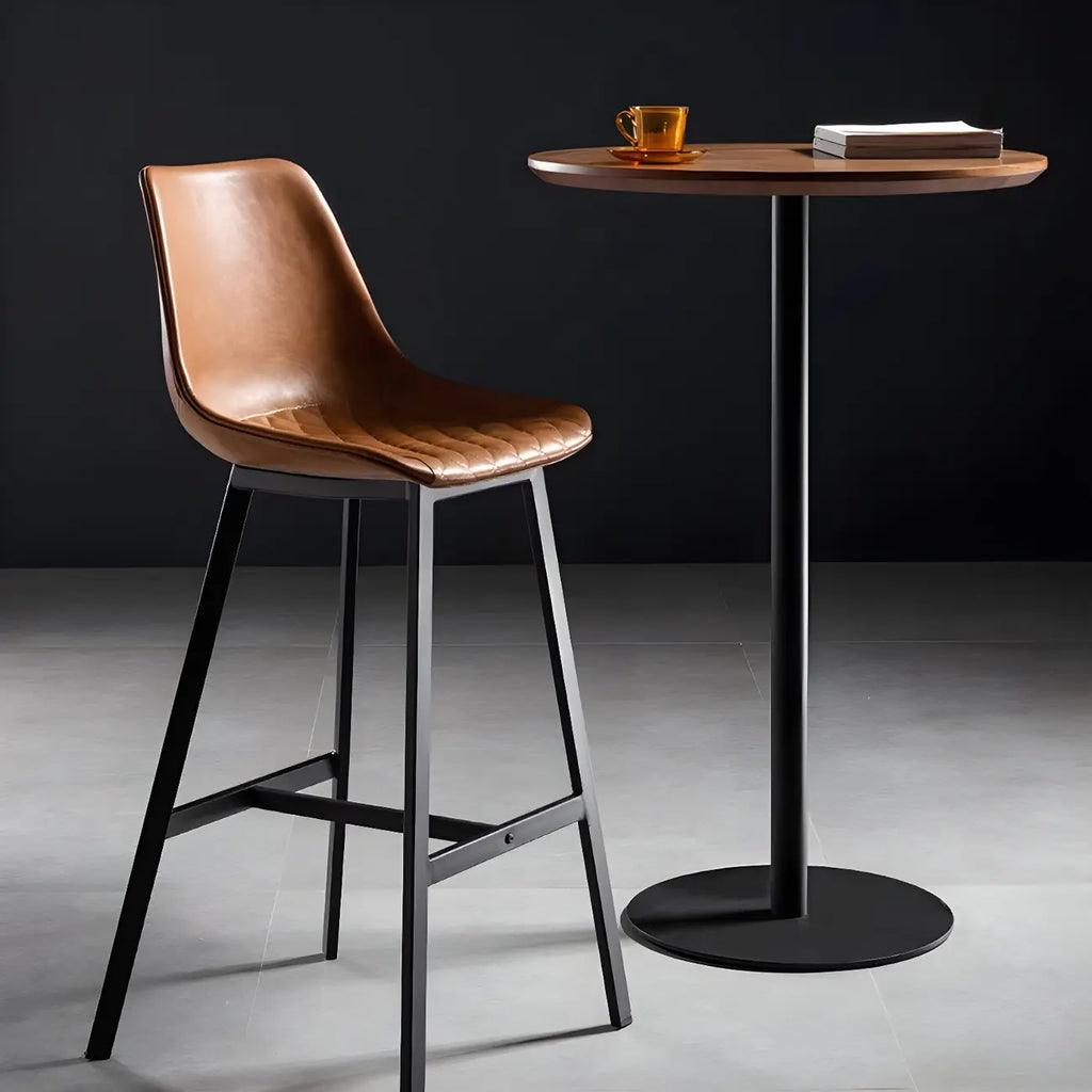 Contemporary Wooden Top Round Bar Table for Dining