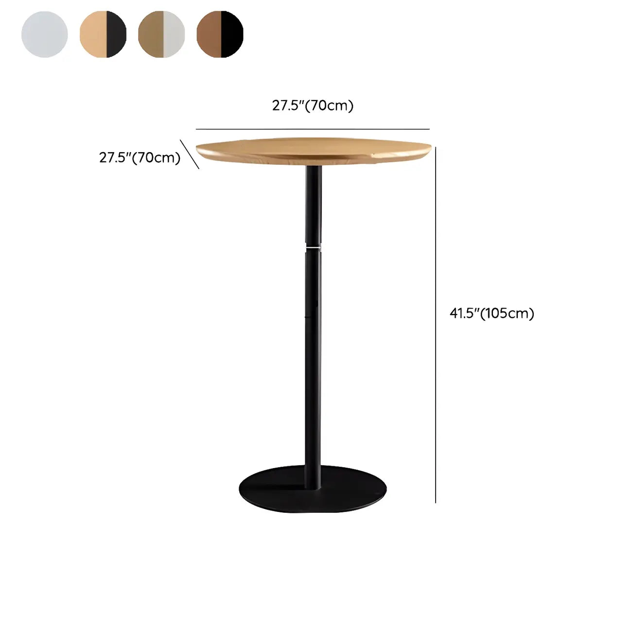 Contemporary Wooden Top Round Bar Table for Dining