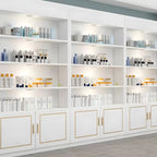 White Rectangle Large Wood Open Display Cabinet