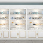 White Rectangle Large Wood Open Display Cabinet