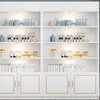 White Rectangle Large Wood Open Display Cabinet