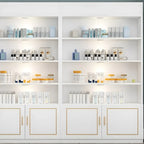 White Rectangle Large Wood Open Display Cabinet