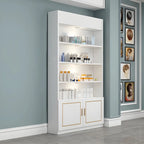 White Rectangle Large Wood Open Display Cabinet