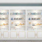 White Rectangle Large Wood Open Display Cabinet