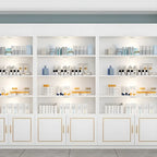 White Rectangle Large Wood Open Display Cabinet