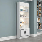 White Rectangle Large Wood Open Display Cabinet
