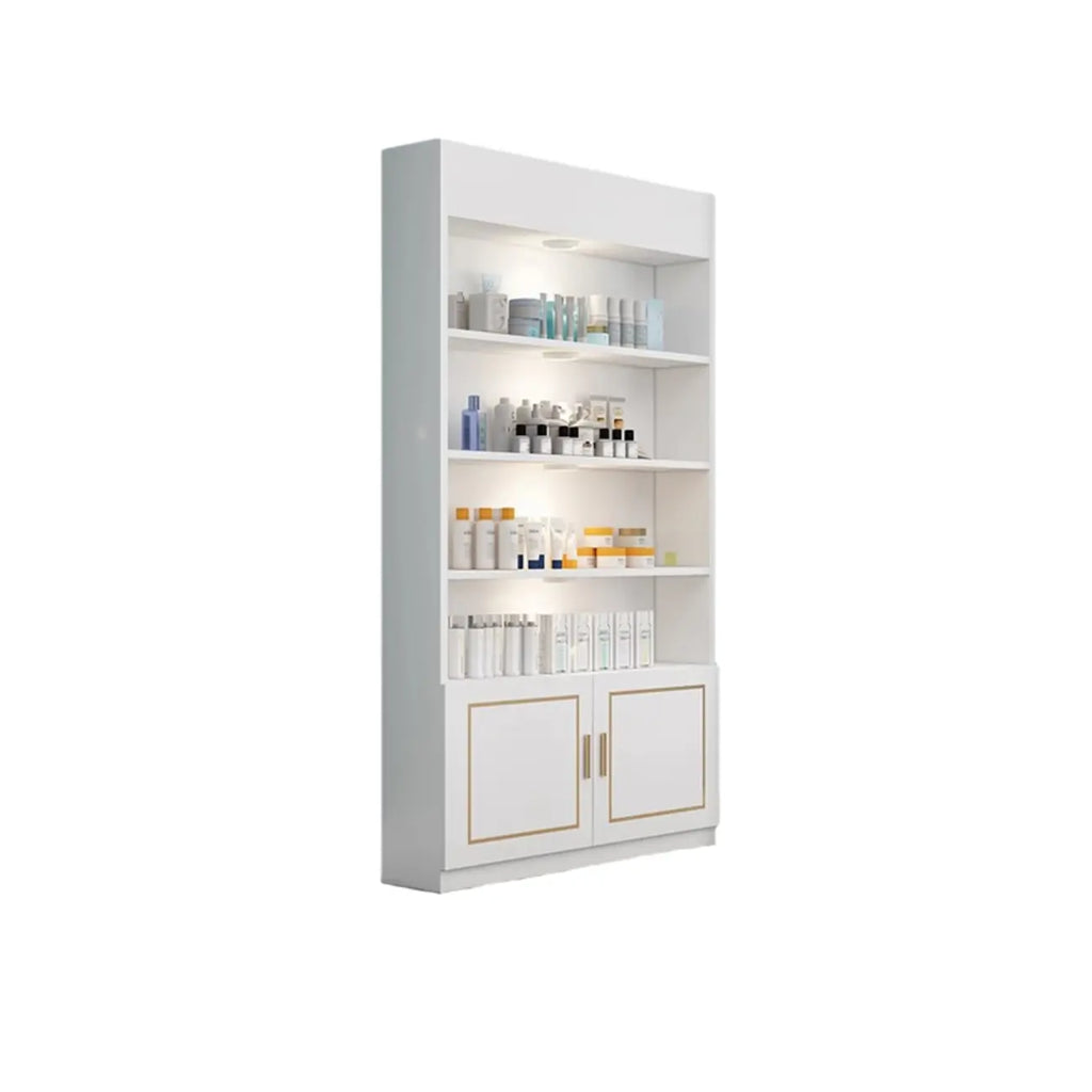 White Rectangle Large Wood Open Display Cabinet