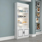 White Rectangle Large Wood Open Display Cabinet