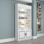 White Rectangle Large Wood Open Display Cabinet