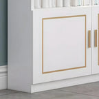 White Rectangle Large Wood Open Display Cabinet