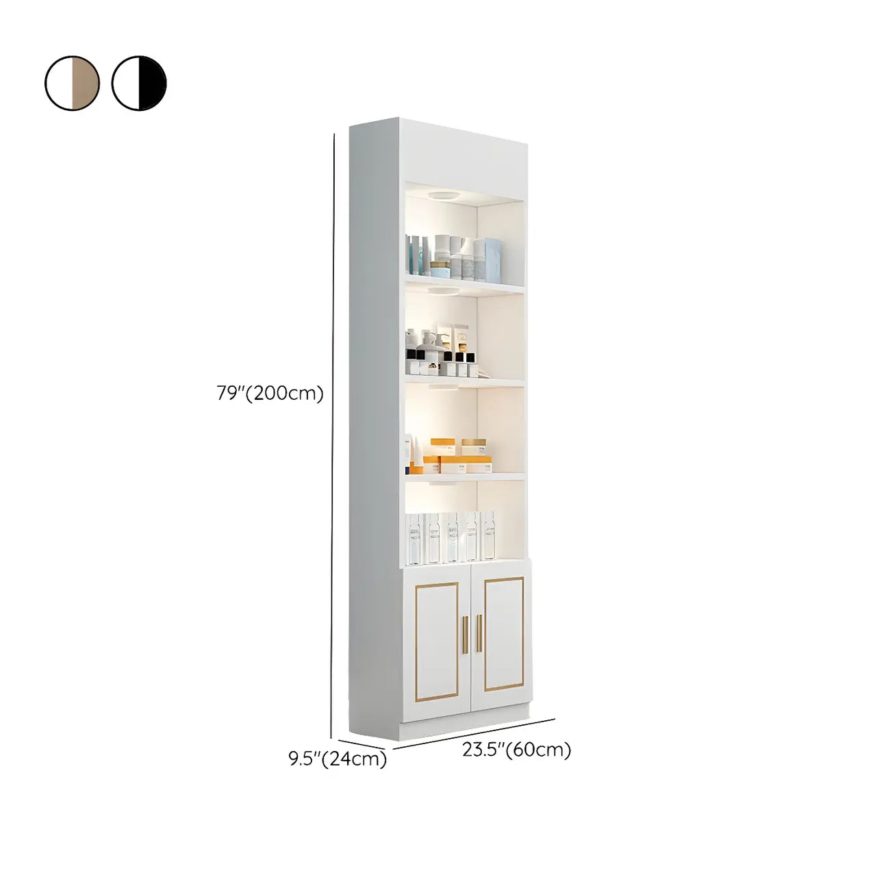 White Rectangle Large Wood Open Display Cabinet