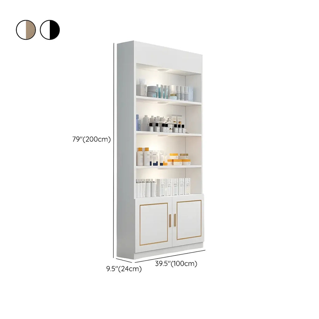 White Rectangle Large Wood Open Display Cabinet