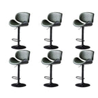 Arched Blackish Green Leather Swivel Adjustable Bar Stool