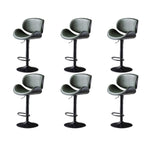 Arched Blackish Green Leather Swivel Adjustable Bar Stool
