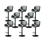 Arched Blackish Green Leather Swivel Adjustable Bar Stool