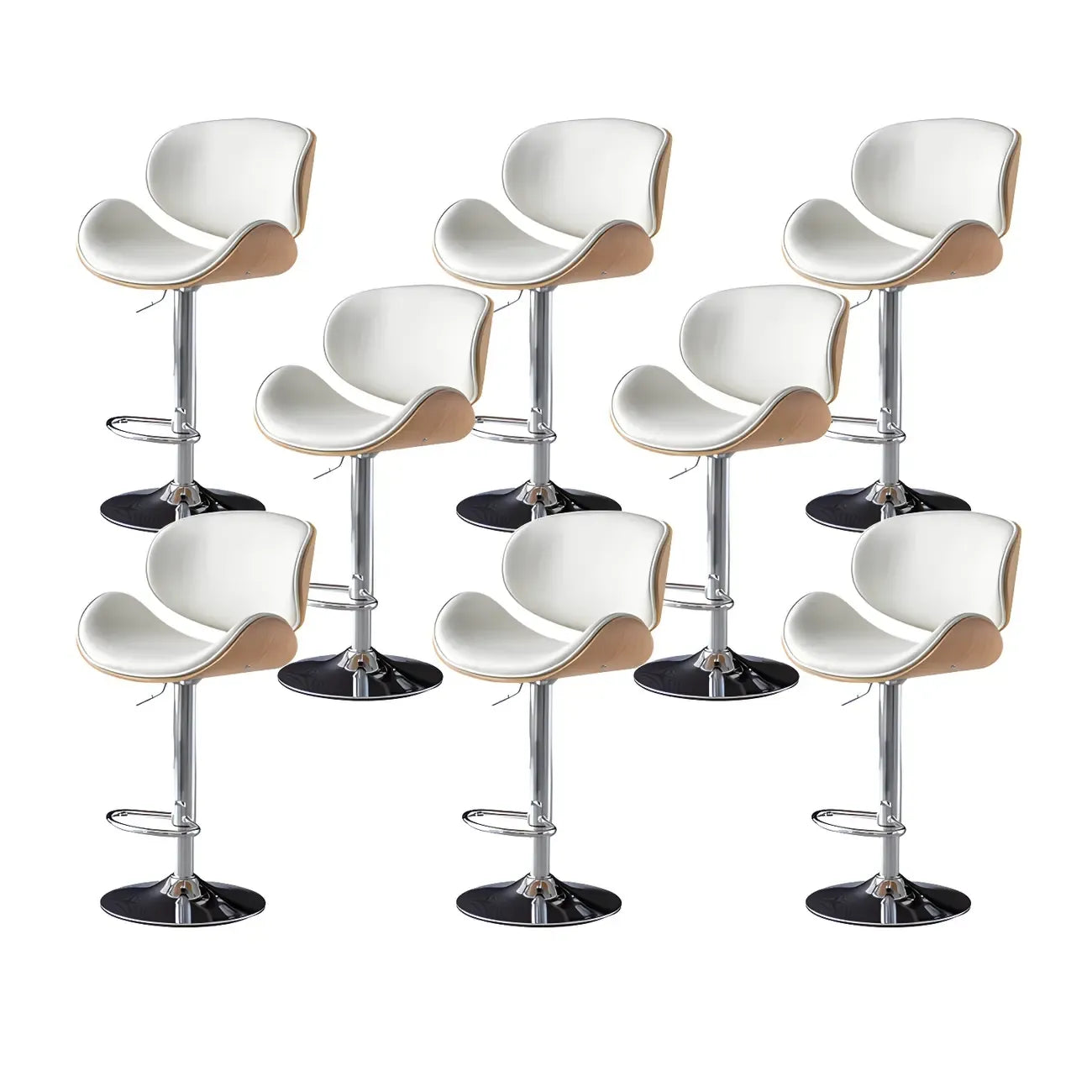 Arched Blackish Green Leather Swivel Adjustable Bar Stool