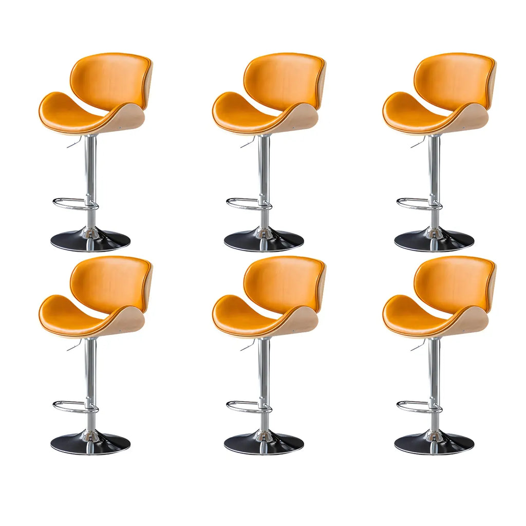 Arched Blackish Green Leather Swivel Adjustable Bar Stool