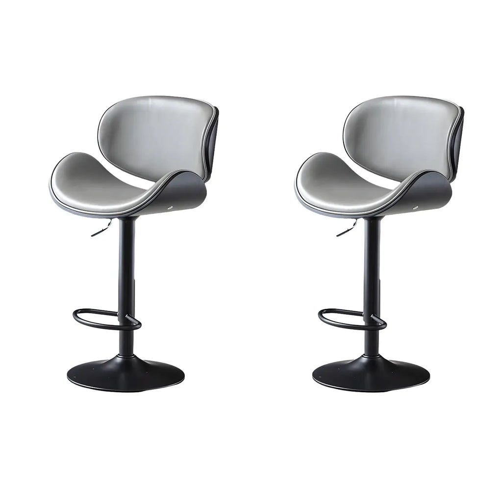 Arched Blackish Green Leather Swivel Adjustable Bar Stool