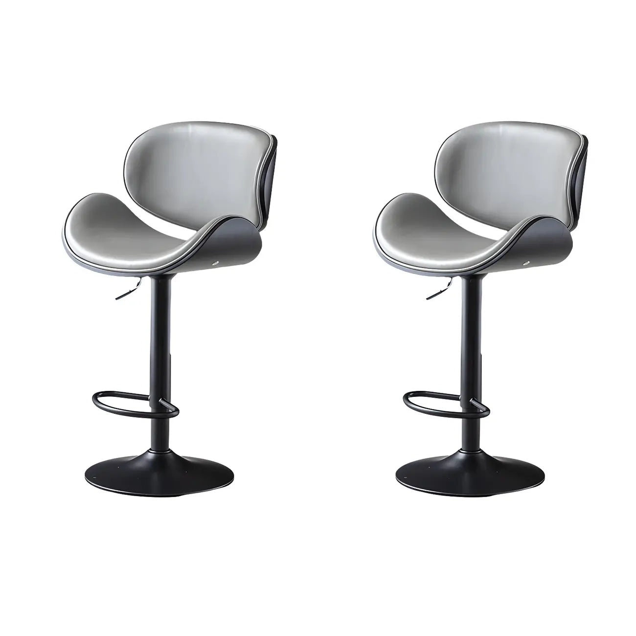 Arched Blackish Green Leather Swivel Adjustable Bar Stool