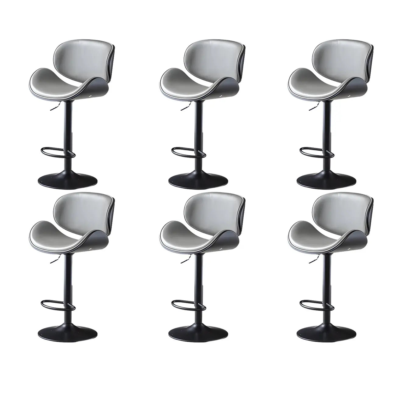 Arched Blackish Green Leather Swivel Adjustable Bar Stool