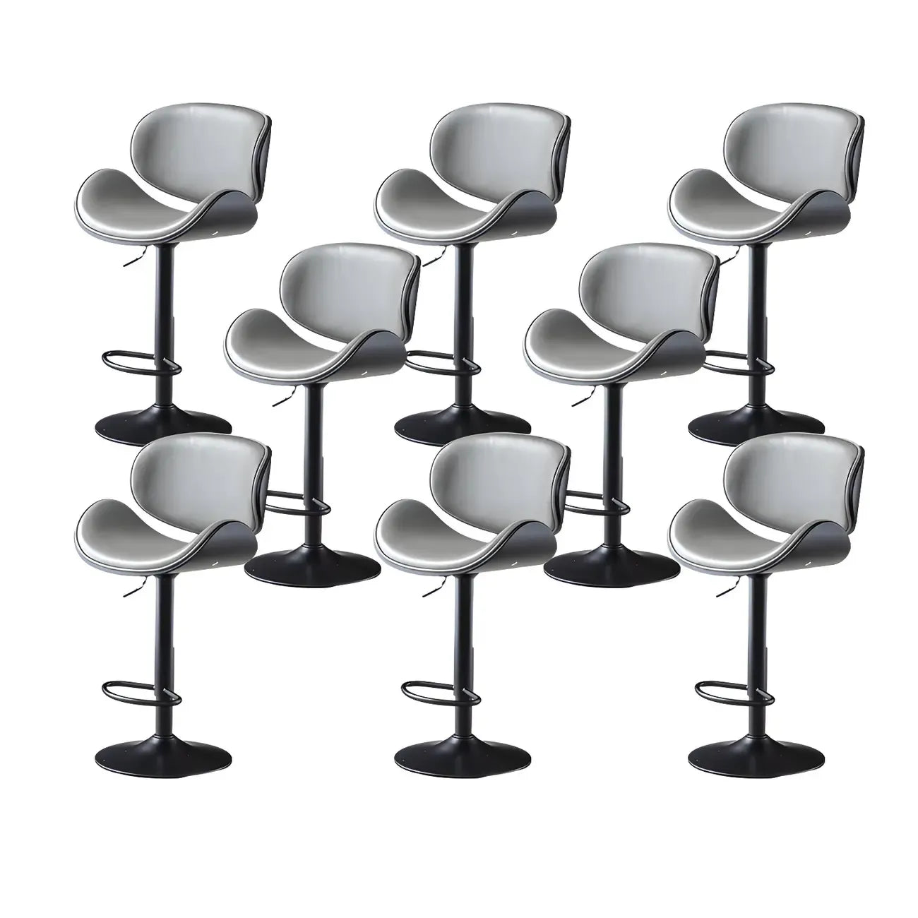 Arched Blackish Green Leather Swivel Adjustable Bar Stool