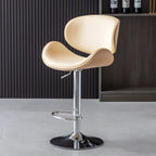 Arched Blackish Green Leather Swivel Adjustable Bar Stool