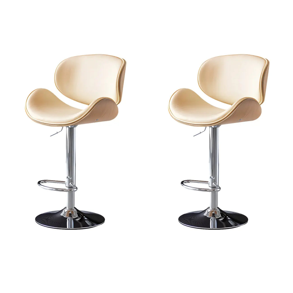 Arched Blackish Green Leather Swivel Adjustable Bar Stool