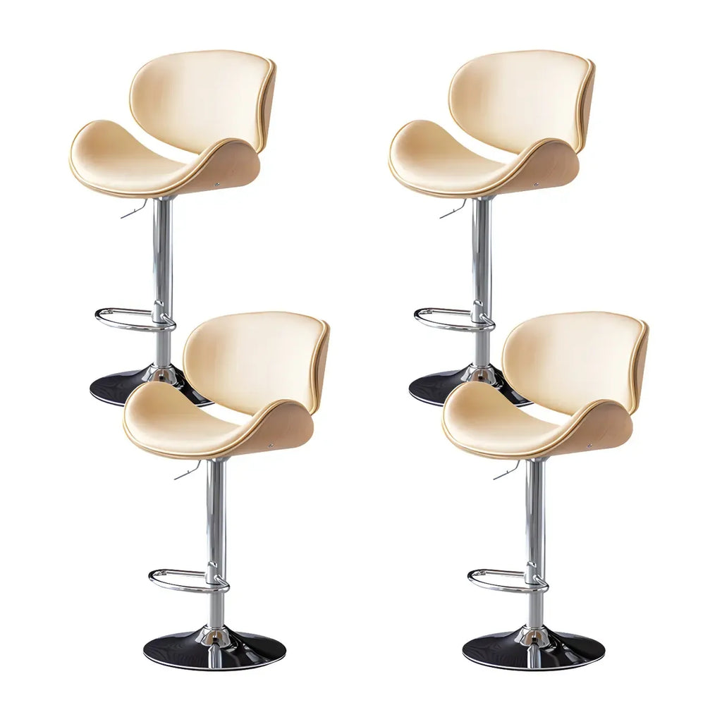 Arched Blackish Green Leather Swivel Adjustable Bar Stool