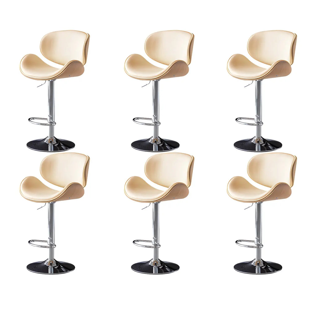 Arched Blackish Green Leather Swivel Adjustable Bar Stool