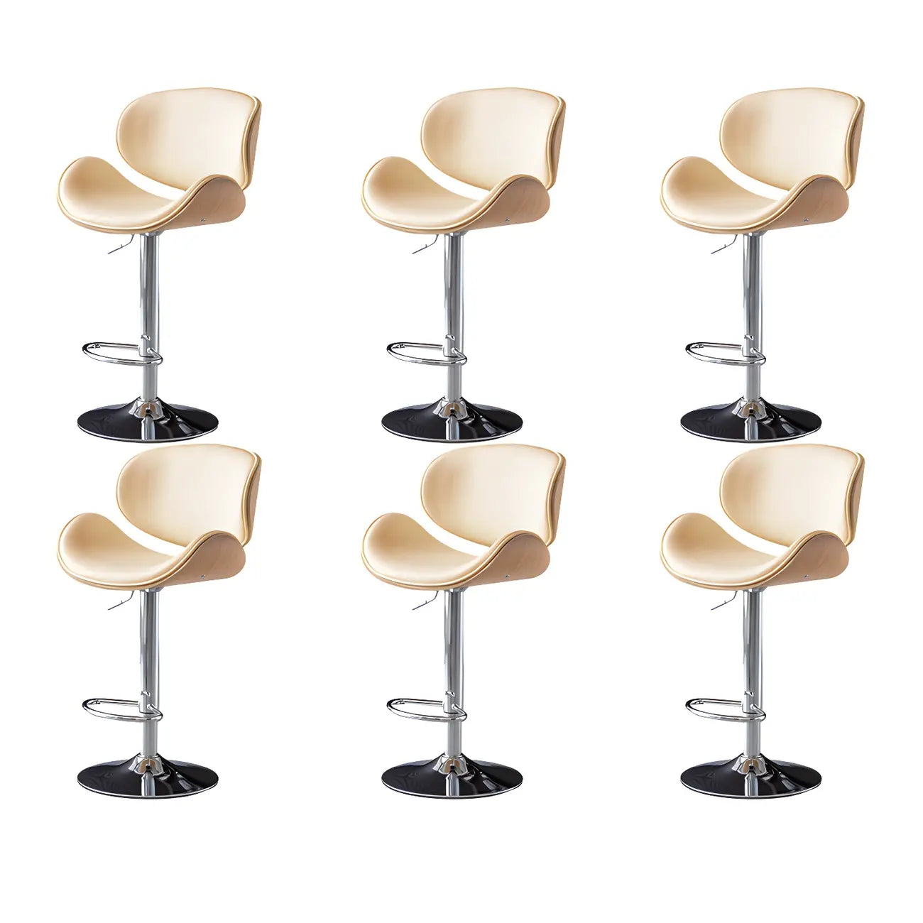 Arched Blackish Green Leather Swivel Adjustable Bar Stool