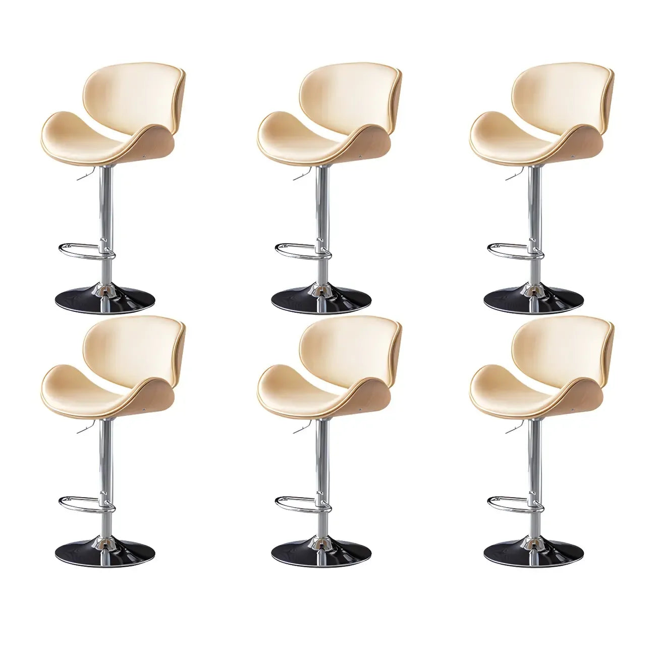 Arched Blackish Green Leather Swivel Adjustable Bar Stool