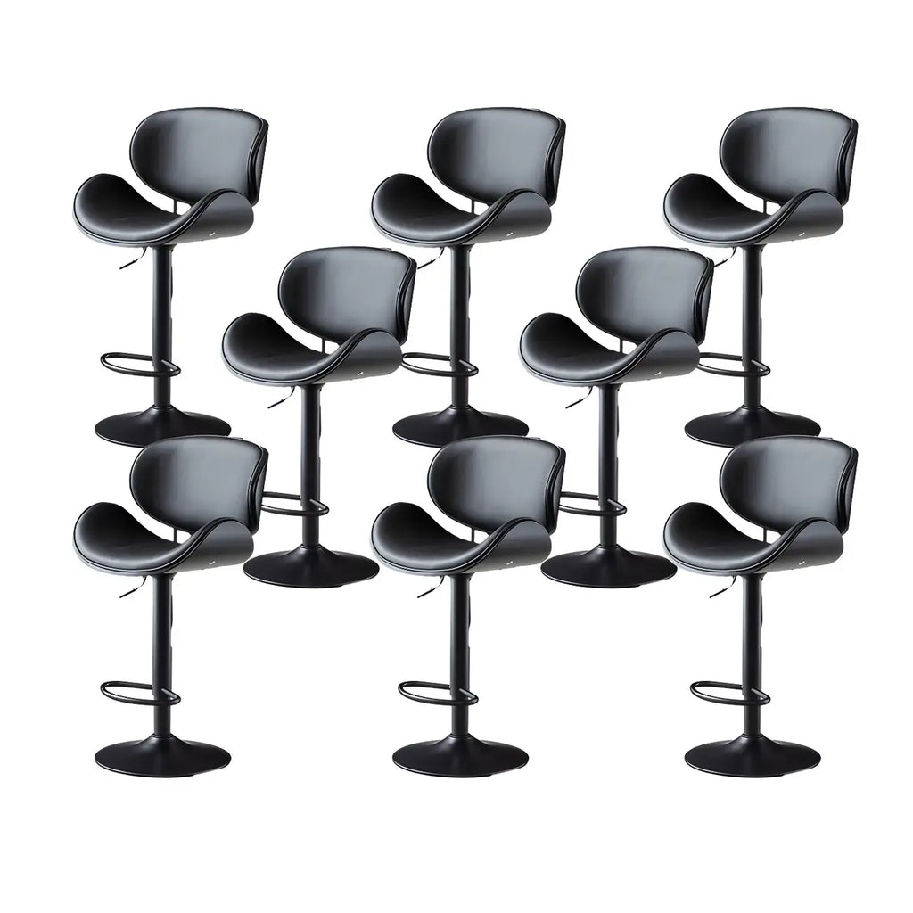 Arched Blackish Green Leather Swivel Adjustable Bar Stool