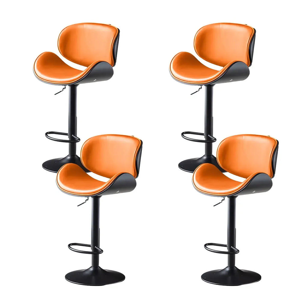 Arched Blackish Green Leather Swivel Adjustable Bar Stool