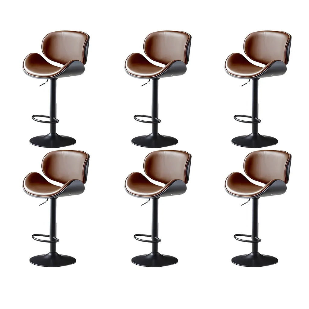 Arched Blackish Green Leather Swivel Adjustable Bar Stool