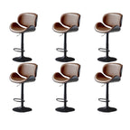 Arched Blackish Green Leather Swivel Adjustable Bar Stool