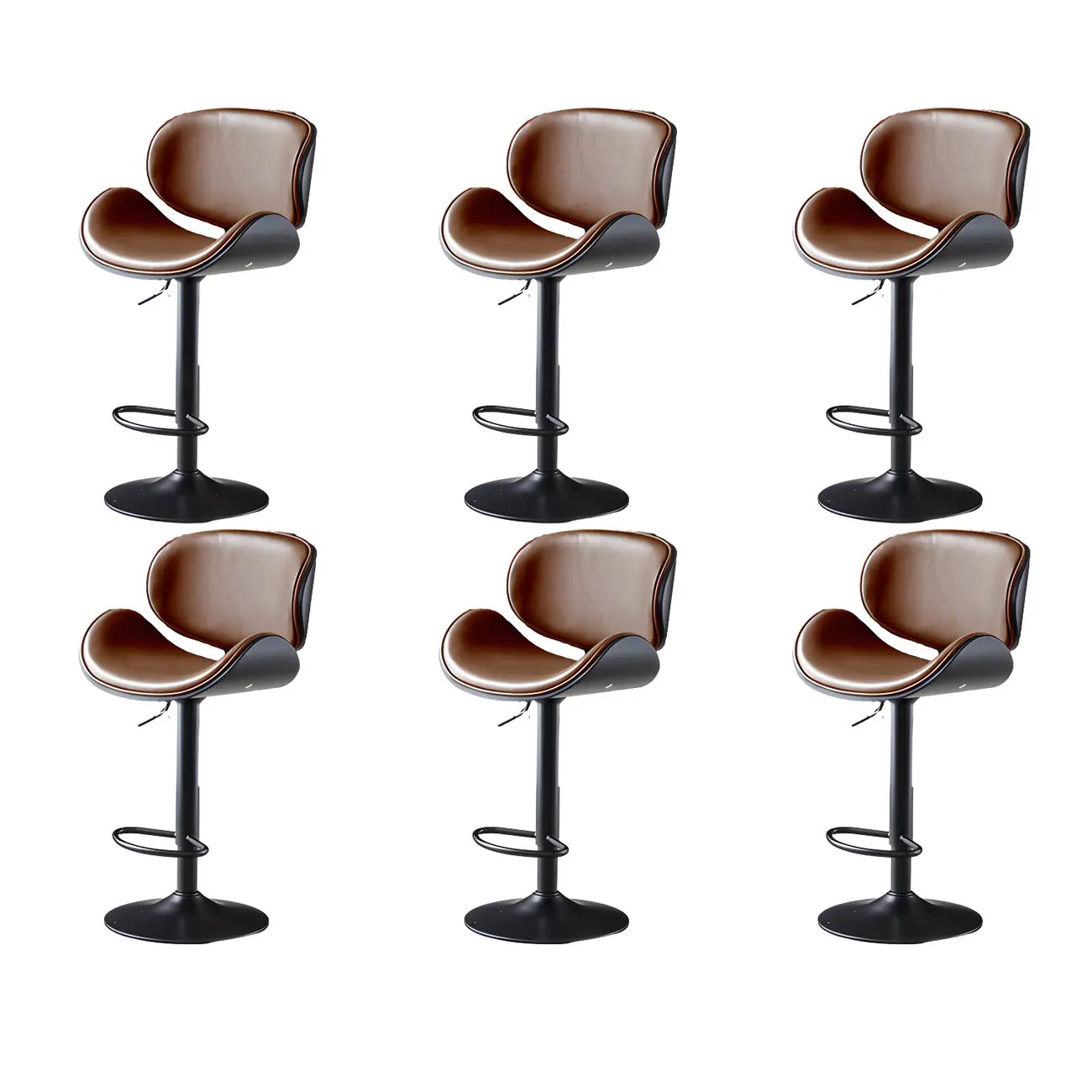 Arched Blackish Green Leather Swivel Adjustable Bar Stool