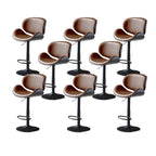 Arched Blackish Green Leather Swivel Adjustable Bar Stool