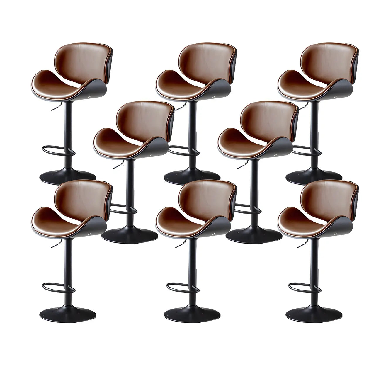 Arched Blackish Green Leather Swivel Adjustable Bar Stool
