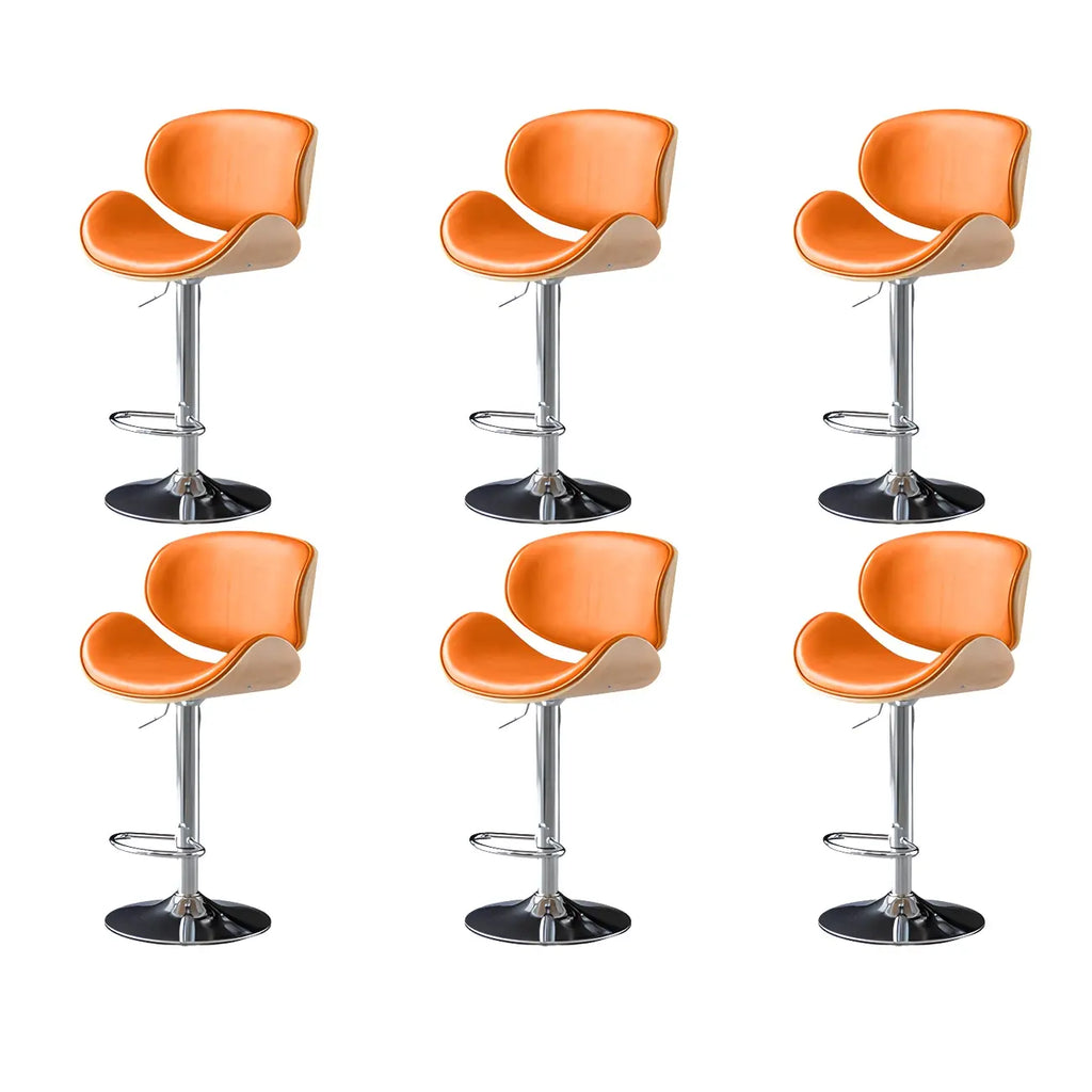 Arched Blackish Green Leather Swivel Adjustable Bar Stool