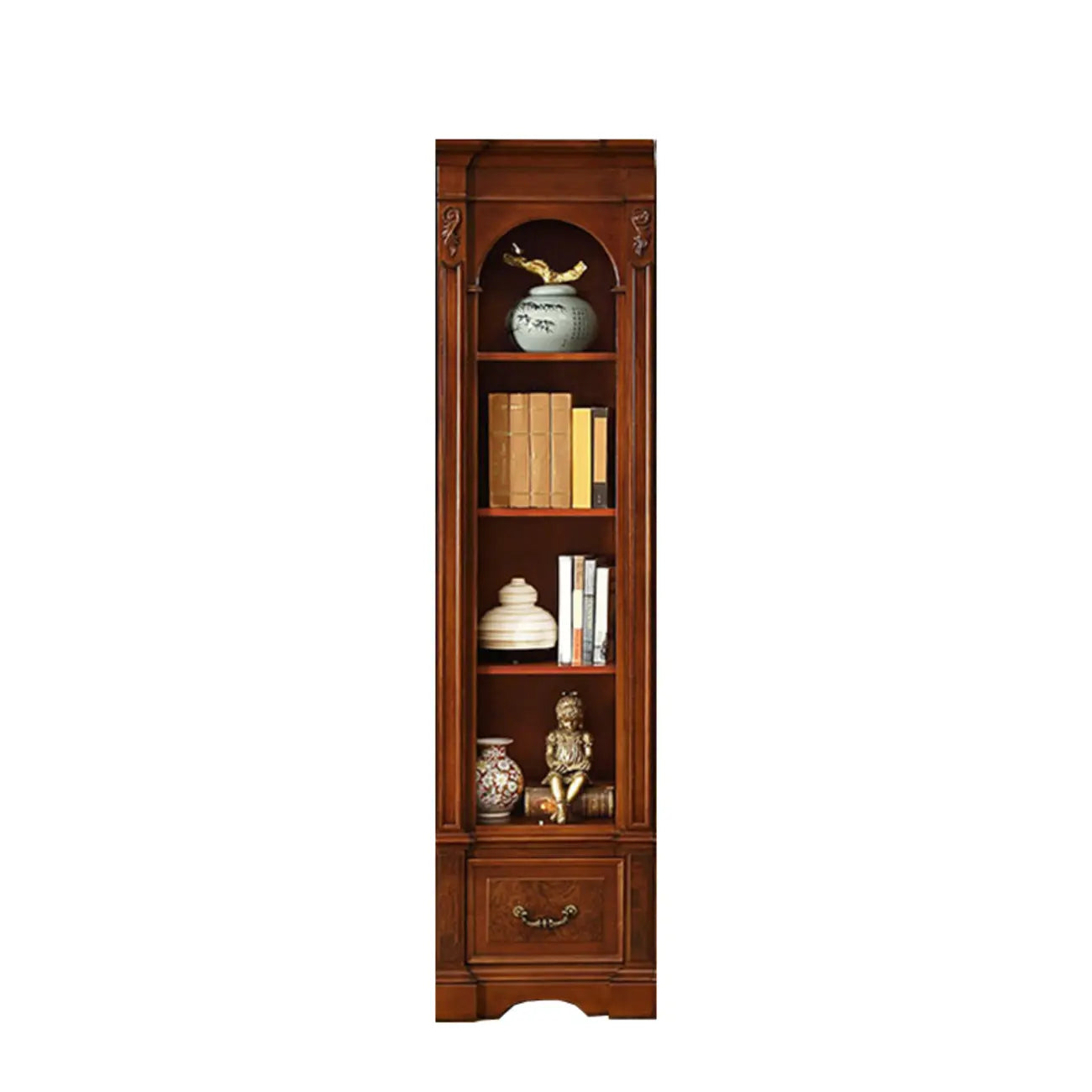 Traditional Solid Wood Brown Display Bookcase