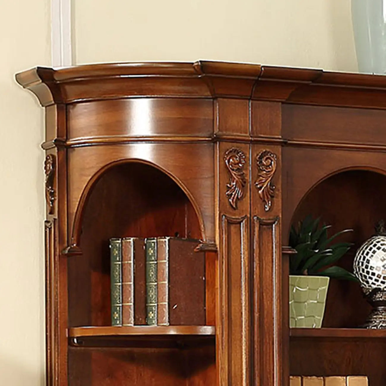 Traditional Solid Wood Brown Display Bookcase
