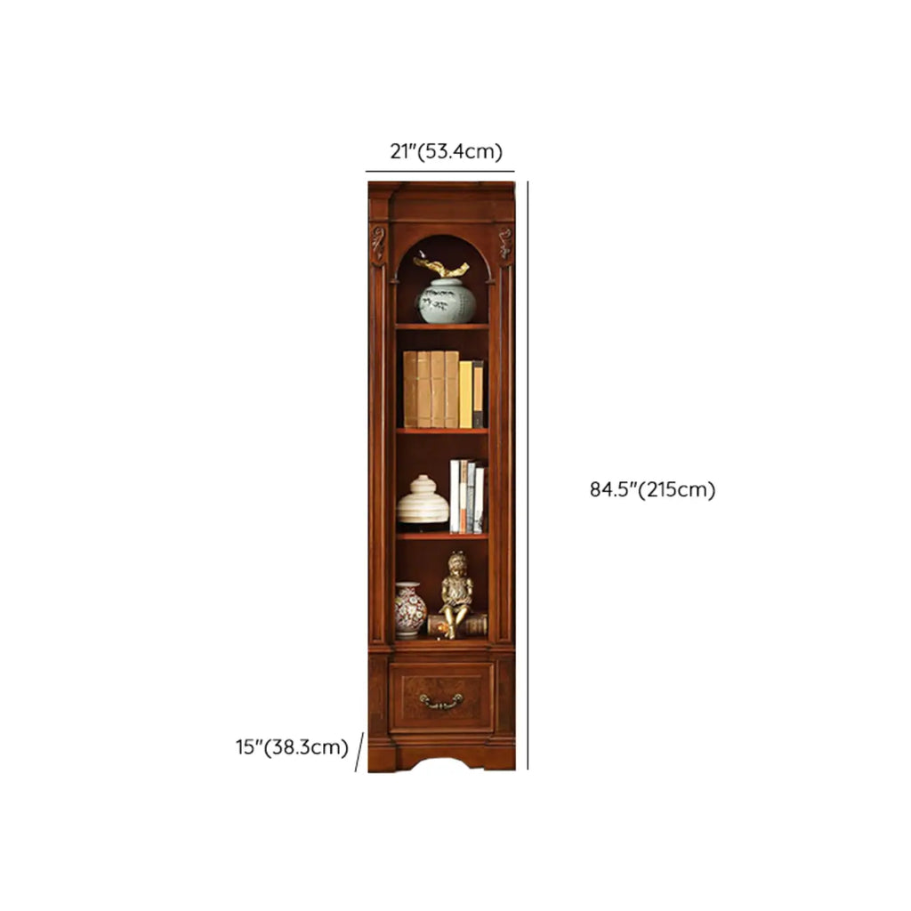 Traditional Solid Wood Brown Display Bookcase