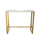 Glam White Faux Marble Golden Metal Trestle Bar Tables