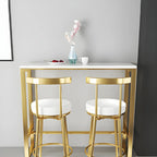 Glam White Faux Marble Golden Metal Trestle Bar Tables