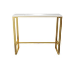 Glam White Faux Marble Golden Metal Trestle Bar Tables
